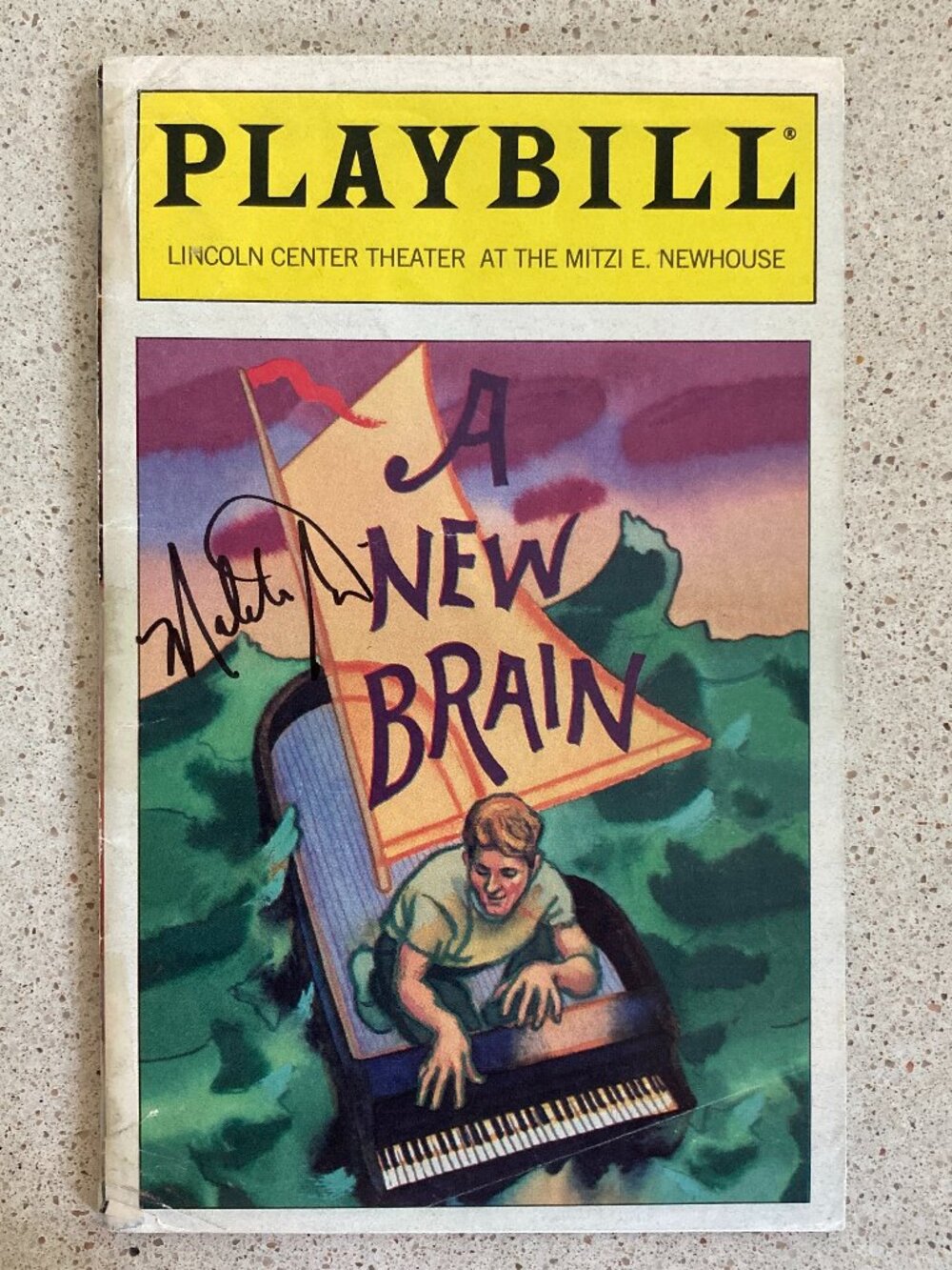 Malcolm Gets (Only) Signed Playbill A NEW BRAIN Kristin Chenoweth - Taped Spine